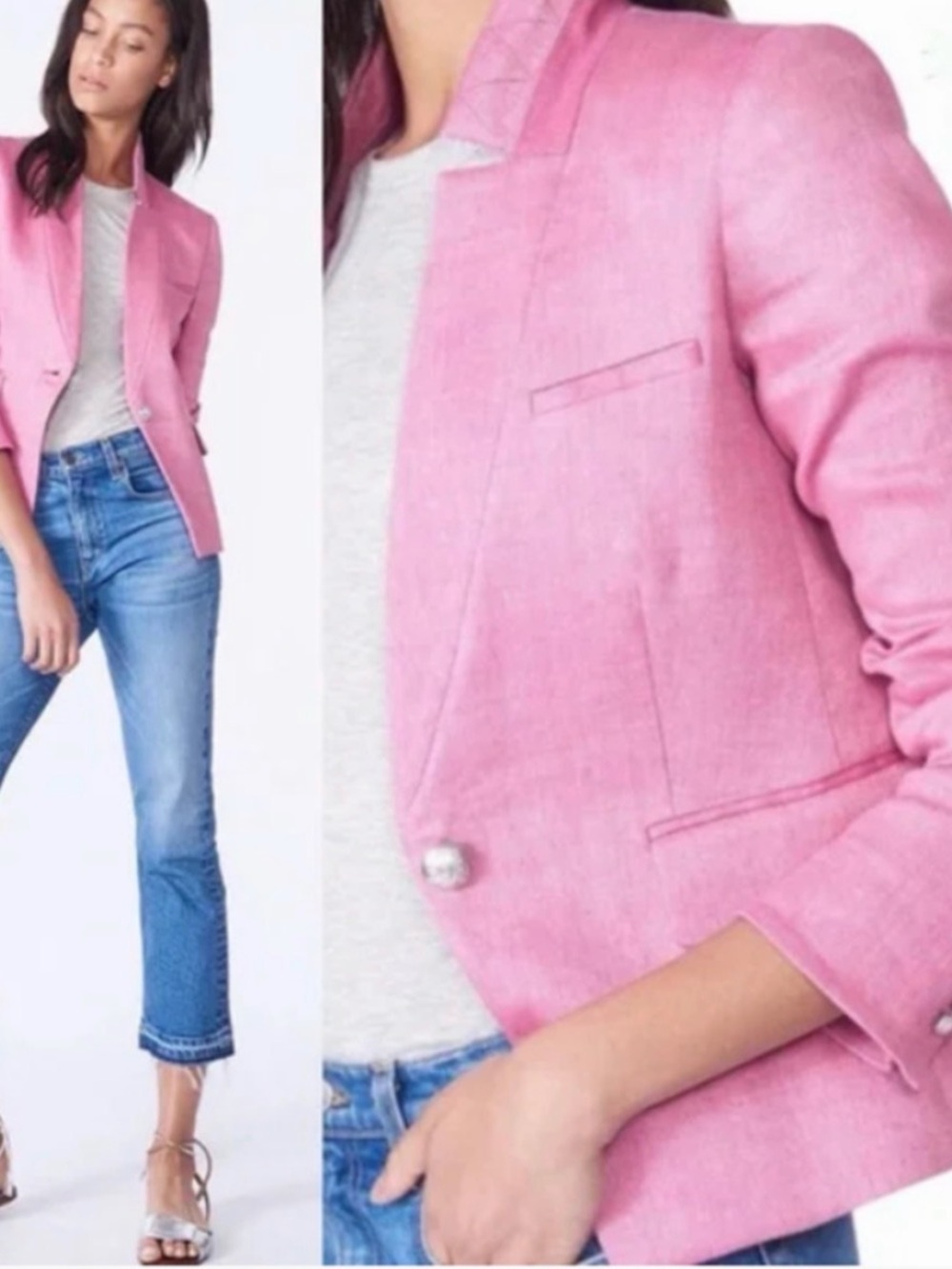 Veronica Beard Orchid Tailored Linen-Blend Blazer